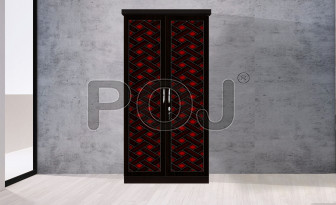 Aspen 2 Door Wardrobe With Red Color 3D Design On Door